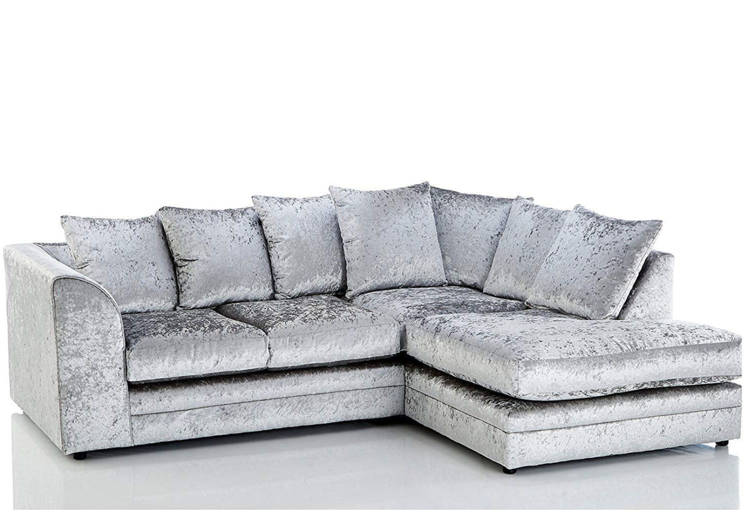 Dylan Crush Velvet Corner Sofa in Silver